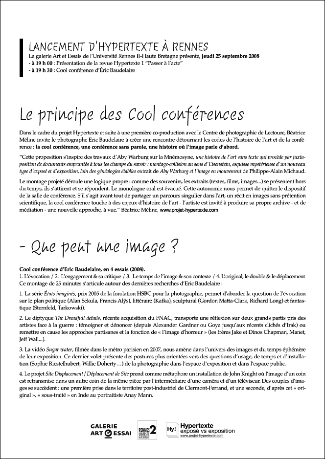 Introduction de la Cool conference d'Eric Baudelaire